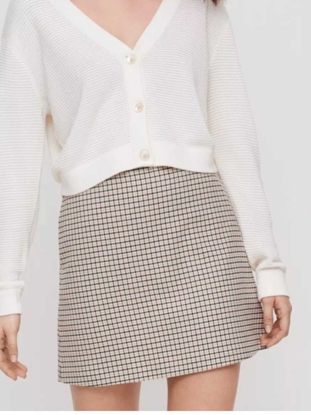 ARITZIA Wilfred Renee Mini Skirt A-line checkered plaid preppy academia sz 10